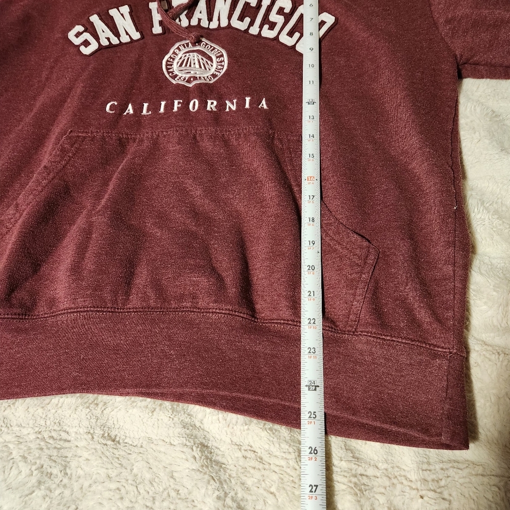 Obsi Sweatshirt Mens Sz XL  Maroon  Fleece Hoodie San Francisco Spell Out - Picture 6 of 7